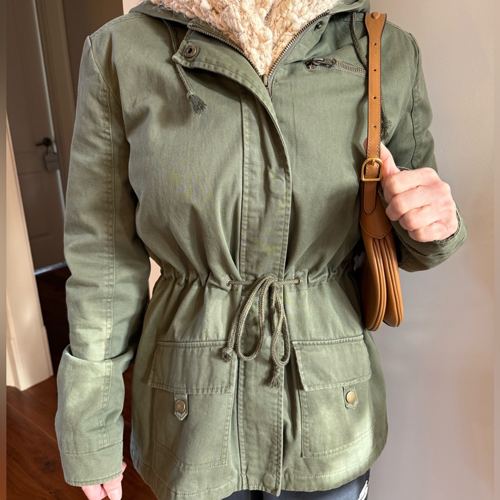 Women's Arizona Jeans Green Hooded Army Jacket